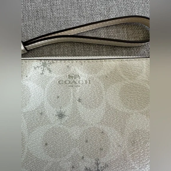 Coach Snowflake Patterned Wristlet in Cream - Picture 2 of 3